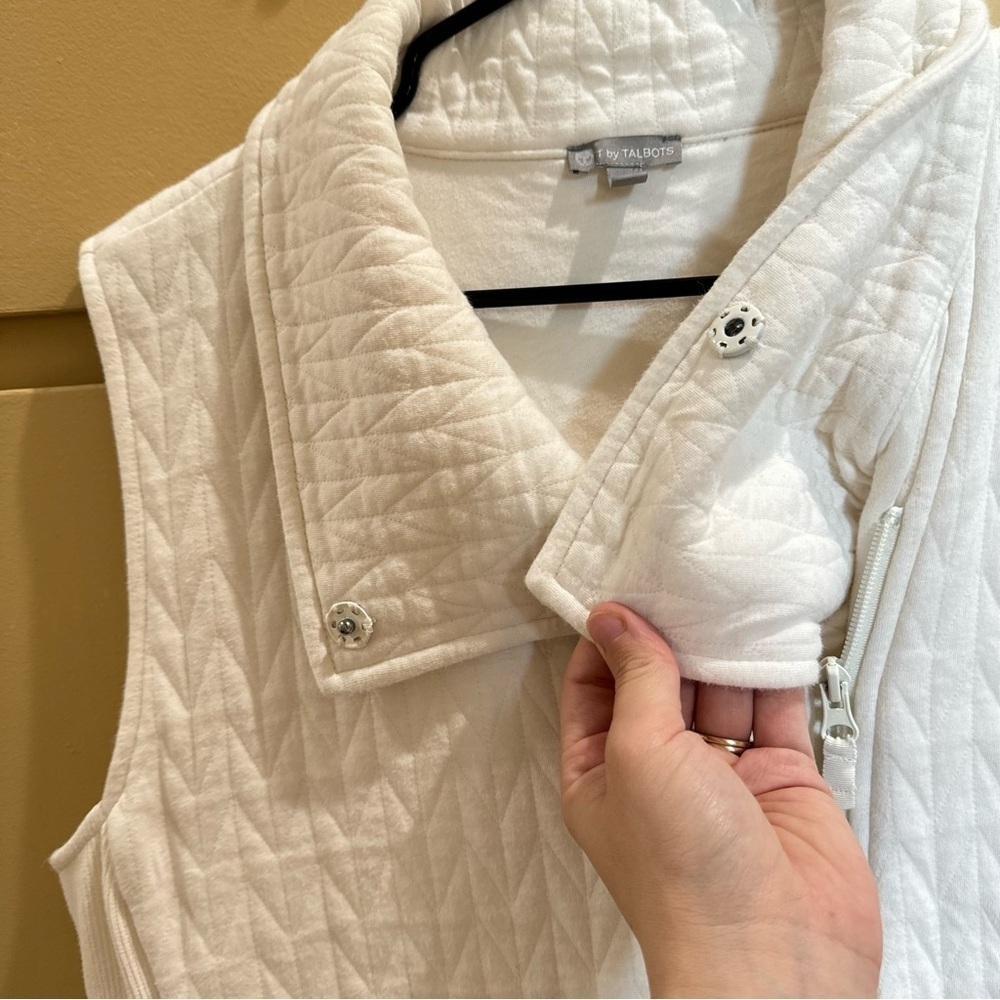 T by Talbots Womens Side Pockets Zip Up White Creamy Vest Size Large - Picture 6 of 10